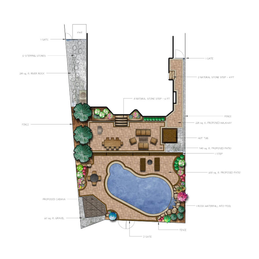 2D Colour Landscape Design Rendering